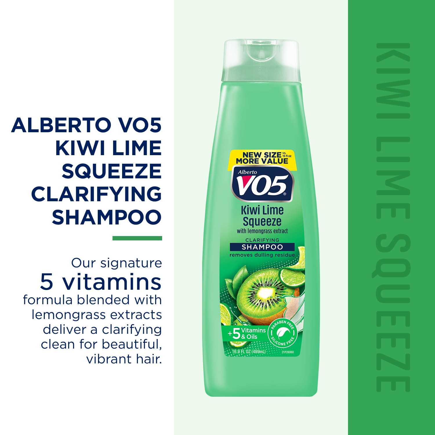 Alberto VO5 Kiwi Lime Squeeze Clarifying Shampoo with Vitamin E & C, for All Hair Types, 16.9 fl oz - image 3 of 6