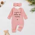 thumbnail image 2 of YDFCWXW Newborn Girl Clothes Letter Print Knit Romper New Born Going Home Outfit Baby Girl Jumpsuit (Watermelon Red, NewBorn), 2 of 6