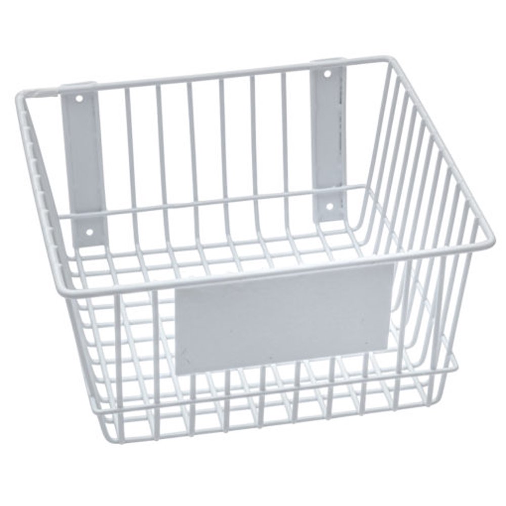 Rack'Em White Wire Basket Mount Anywhere 12" x 12" x 6" with Label