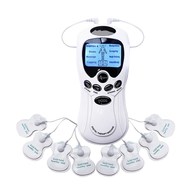 Máquina de terapia digital, masajeador doméstico de pulso de baja frecuencia de doble salida para cuello, cintura, piernas, espalda, enchufe estadounidense de 110V