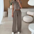 thumbnail image 6 of CHUMUD Two Piece Sets for Women Petite Wide Leg Pants Set Summer Outfits Sleeveless Crew Neck Crop Tops Trousers Matching Sets Casual Going Out, 6 of 9