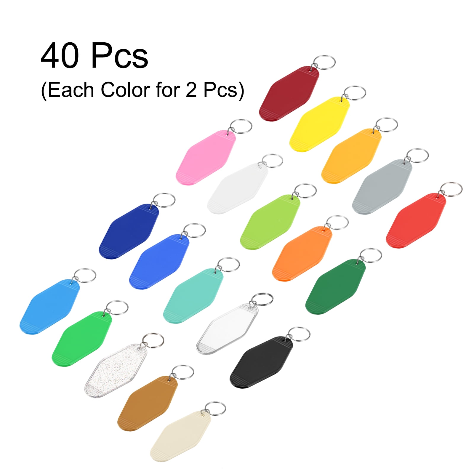 Uxcell 40Pcs Hotel Keychains Blank, Vintage Plastic Rhombus Motel Keychains Hotel Key Tags Key Rings, Mixed Color