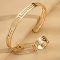 thumbnail image 1 of Stunning 18K Gold Plated Jewelry Set with Cuff Bangle and Opening Finger Ring - Perfect Mother's Day Gift, 1 of 4