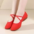thumbnail image 2 of Red Women'S Latin Practice Footwear With Canvas And Full Coverage Mid Heel For Comfort, 2 of 9