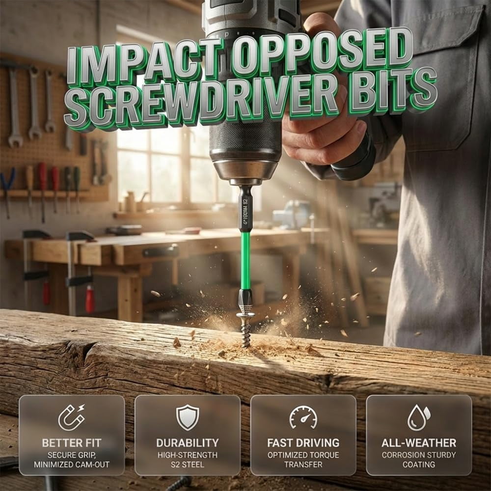 Screwdriver Bit Set, S2 Steel Impact Driver Bit Set with Strong Magnet, Anti-Slip Power Drill Bits for Electric Screwdriver, Power Drill and Hand Tool