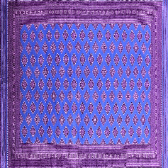 Ahgly Company Machine Washable Indoor Square Oriental Purple Industrial Area Rugs, 6' Square