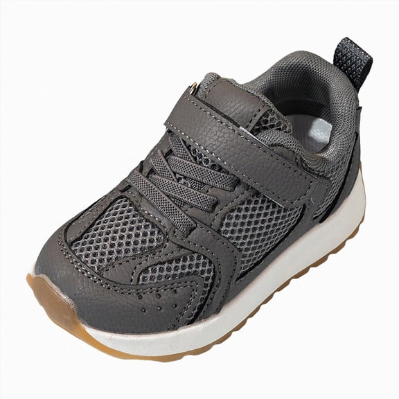 CAUYDY Toddler Boys Girls Non Slip Breathable Mesh Sneakers Lightweight Hook and Loop Athletic Running Shoes Comfortable Sport Shoes for Kids(L101-Grey,5)