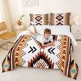 thumbnail image 3 of jejeloiu Southwestern Aztec Full Size Comforter Sets,Tribal Print Bedding Comforter Set For Boys,Brown White,Reversible,3pcs,1 Comforter and 2 Pillowcases, 3 of 7