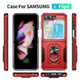 thumbnail image 2 of Allytech Galaxy Z Flip5 Case, Samsung Z Flip5 Cover, Hybrid Rugged Protection Shockproof Ring Holder Stand Mangetic Cover Compatible with Car Mount Phone Case for Samsung Galaxy Z Flip5 - Red+Black, 2 of 9