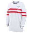 thumbnail image 3 of Women's WEAR by Erin Andrews  White Philadelphia Phillies Oversized Long Sleeve Striped T-Shirt, 3 of 4