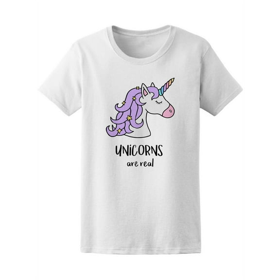 Cute Unicorns Are Real Drawing T-Shirt - Image by Shutterstock, Female Large
