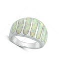 thumbnail image 4 of CHOOSE YOUR COLOR White Simulated Opal Seashell Style Ring .925 Sterling Silver Band CZ Female Size 10, 4 of 4