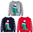 thumbnail image 3 of SILVERCELL Kids Christmas Sweater Toddler Boy Girl Cute Dinosaur Print Pullover Long-sleeved Knit Top Sweatshirt 1-6 Years, 3 of 4