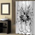 thumbnail image 2 of Fabric Shower Curtain, Summer Flowers Eucalyptus Plants Glass Vase Grey Striped Bathroom Curtain with 12 Hooks Waterproof No Bad Odor Machine Washable Bath Curtains for Bathroom, Spa Room, 60"x72", 2 of 6