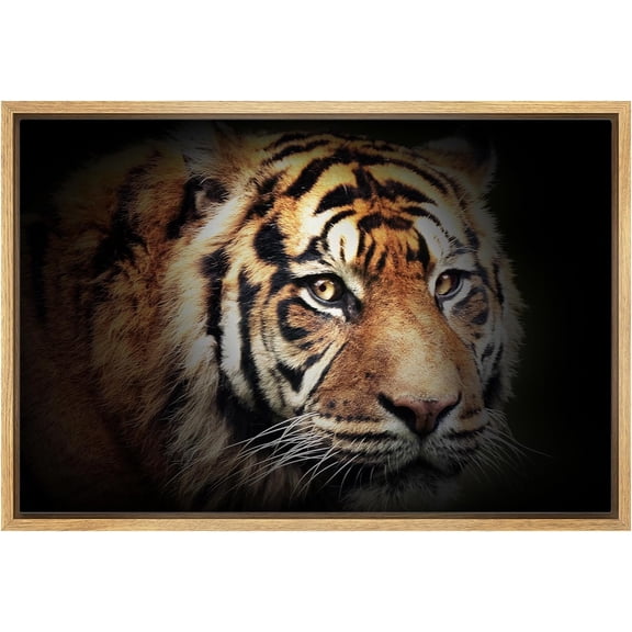 Wall26 Canvas Print Wall Art Bengal Tiger Portrait Nature Wilderness Animals Photography Realism Modern Framed Art Decora Multicolor Rustic Artwork for Bedroom - 24"x36" Natural