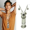 thumbnail image 2 of Tribal Boho Monedas Colgante Collar de flecos Danza del vientre Joyería bohemia para mujer Yinane  Collar de Boho, 2 of 8