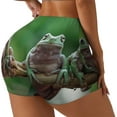 thumbnail image 2 of Sigee Australian White Tree Frog Sitting on Branch Print Women's High Waist Workout Shorts - Squat Proof, Tummy Control, Yoga and Gym Activewear-Medium, 2 of 9