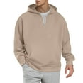thumbnail image 5 of VNKIDY Men's Quarter Zip Hoodie With Pocket Casual Loose Fit Pullover Sweatshirt Fall Winter Comfortable Soft Fabric Stretch Male Long Sleeve Solid Color Autumn Streetwear Versatile, 5 of 9