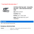 thumbnail image 2 of Left Driver Side Fog Light - Compatible with 2001 - 2002 Chevy Silverado 3500, 2 of 2
