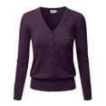 thumbnail image 1 of Women's V-Neck Button Down Long Sleeve Classic Knit Cardigan Sweater, 1 of 4
