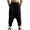 Black, variant on Mens Linen Harem Drop Pants Drawstring Elastic Waist Pocket Tapered Ankle Bottoms Stretchy Boho Hippie Casual Loose Baggy Trousers