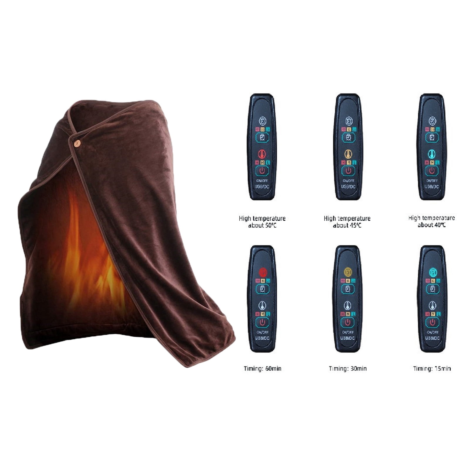 Sunshinehomely Heated Shawl Wraps for Women, USB Heated Blanket Shawl with Buttons, Electric Heated Throw Blanket, Wearable Portable Heating Blanket for Car Home Office Travel