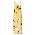 thumbnail image 5 of GSPCLAM Bee Print Overalls for Women Fall Loose Fitting Wide-Leg Jumpsuits with Pockets for Holiday Lightweight Pants Yellow M, 5 of 5