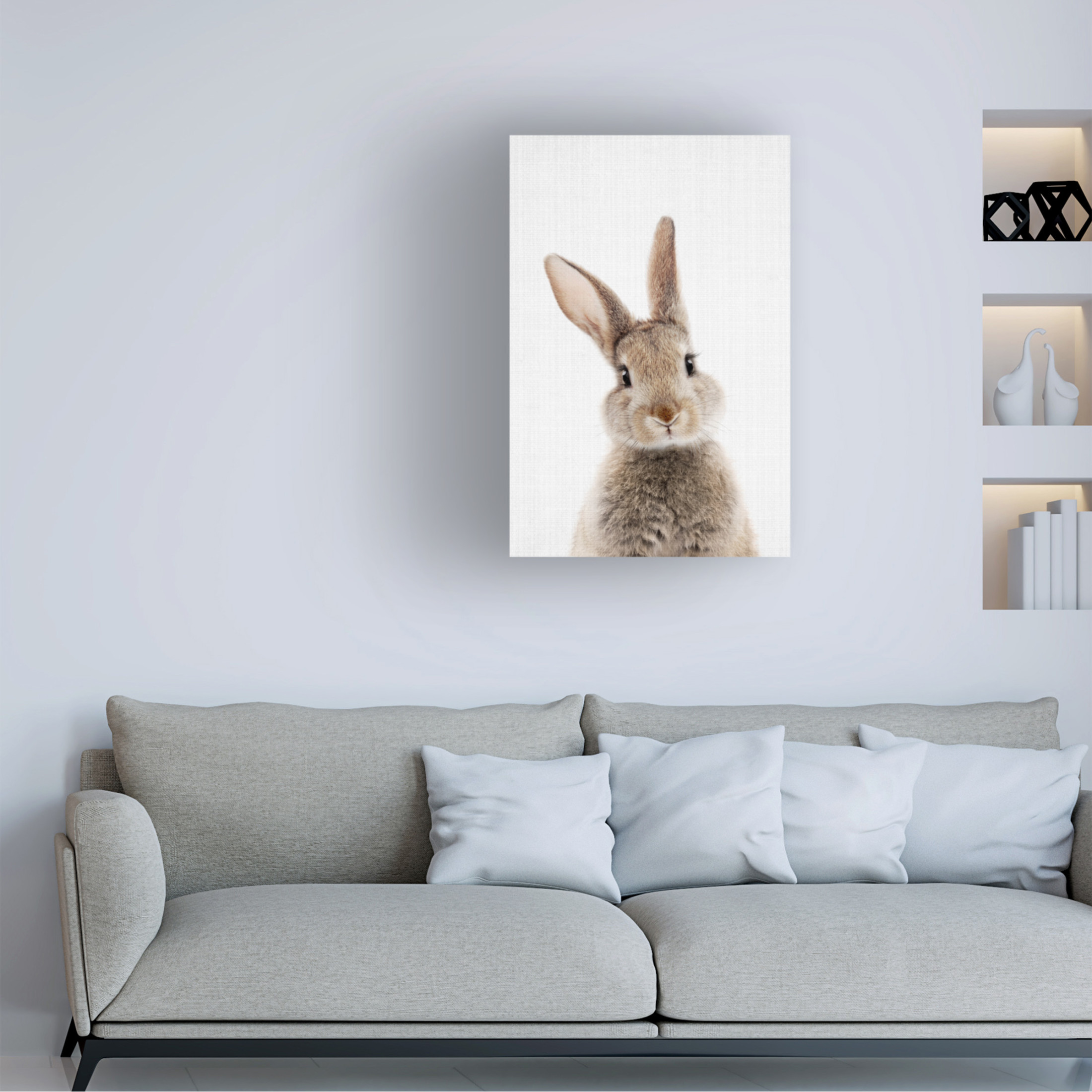 Trademark Fine Art Lola Peacock Peekaboo Bunny Canvas Wall Art