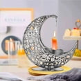 thumbnail image 4 of PLJFXXM 2Pcs Moon Candle Holders, Metal Tealight Candle Holder for Table Centerpiece Decorative Votive Candlesticks Holder for Party Home Decor (Silver), 4 of 9