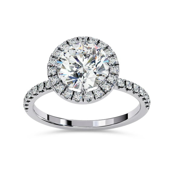 AFFY Halo Solitaire Engagement Ring for women, 1.85 Carat (ctw) Round Cut Lab Grown Diamond Ring In 14K White Gold Over Sterling Silver F-G-H, SI Quality Gifts For Her Ring Size-4