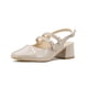 thumbnail image 5 of Zapatilla Tacon Bajo Formal Elegante Oficina Charol Beige marron 22.5, 5 of 7