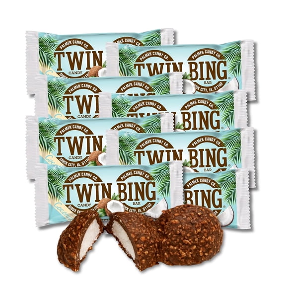 Palmer Coconut Twin Bing - Pack of 8 - Limited Edition Flavor - Individually Wrapped 2 Count Bars