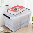 thumbnail image 5 of Lasbily 4 Packs 30 L Stackable Plastic Storage Bins with Lids and Wheels, Latching Clear Storage Container Box, 5 of 10