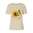 thumbnail image 4 of HAPIMO Women' Plus Size Fashion Clothes Flower Graphic Crew Neck Tees Casual Loose Elegant Blouses Bsaic Tees Summer Tops for Women Dressy Tunic Beige XXL, 4 of 4