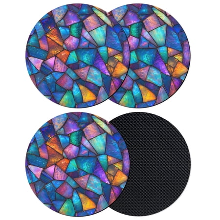 Stained Glass Coasters Set of 4 Absorbent Coasters for Drinks Colorful Rainbow Abstract Geometric Coaster for Desk Coffee Table Protection Home Decor House Warming Gifts 4