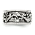 thumbnail image 3 of Auriga Fine Jewelry 925 Sterling Silver Polished Spinning Center Antiqued Skull Ring Size 9 for Men, 3 of 5