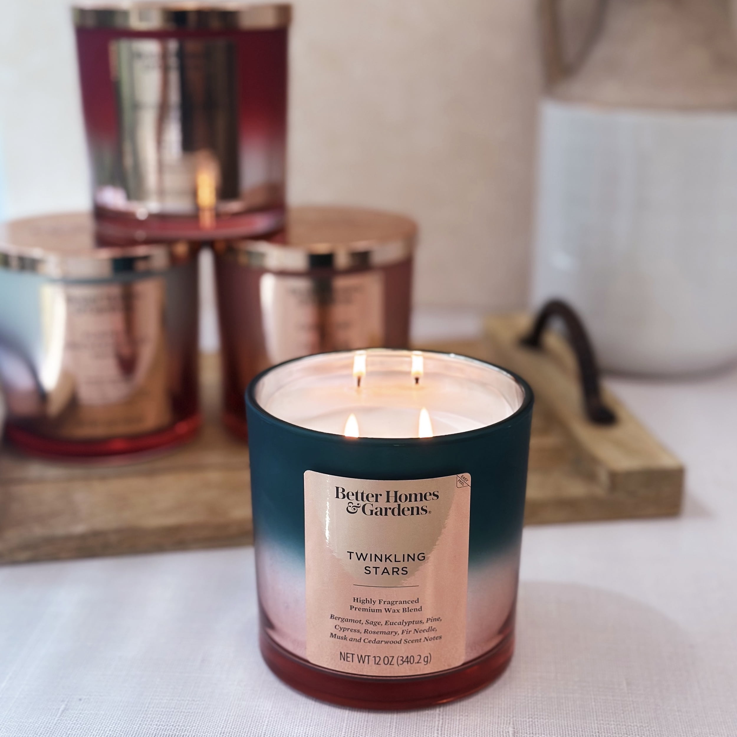 Better Homes & Gardens Twinkling Stars Scented 2-Wick Metallic Ombre Jar Candle 12oz