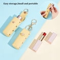 thumbnail image 3 of 2pcs Chapstick Keychain Holder 15.3cm PU Leather Lipstick Organizer Holder with Keychain Mini Lip Gloss Travel Storage Case Portable Snap-On Lip Balm Sleeves for Women Gift Yellow, 3 of 9