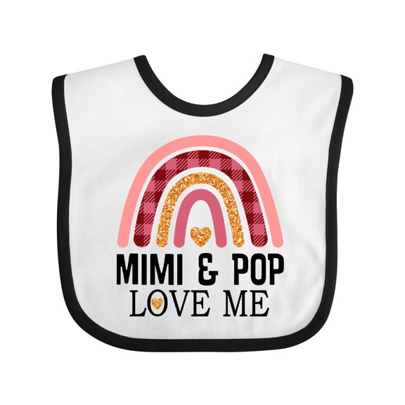 Inktastic Mimi and Pop Love Me Girls Granddaughter Rainbow Girls Baby Bib