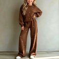 thumbnail image 2 of Cethrio Girls Outfit Sets, 2 Piece Knitted Casual Long Sleeve Girls' Clothing Sets Coffee Size 5-6 T, 2 of 5