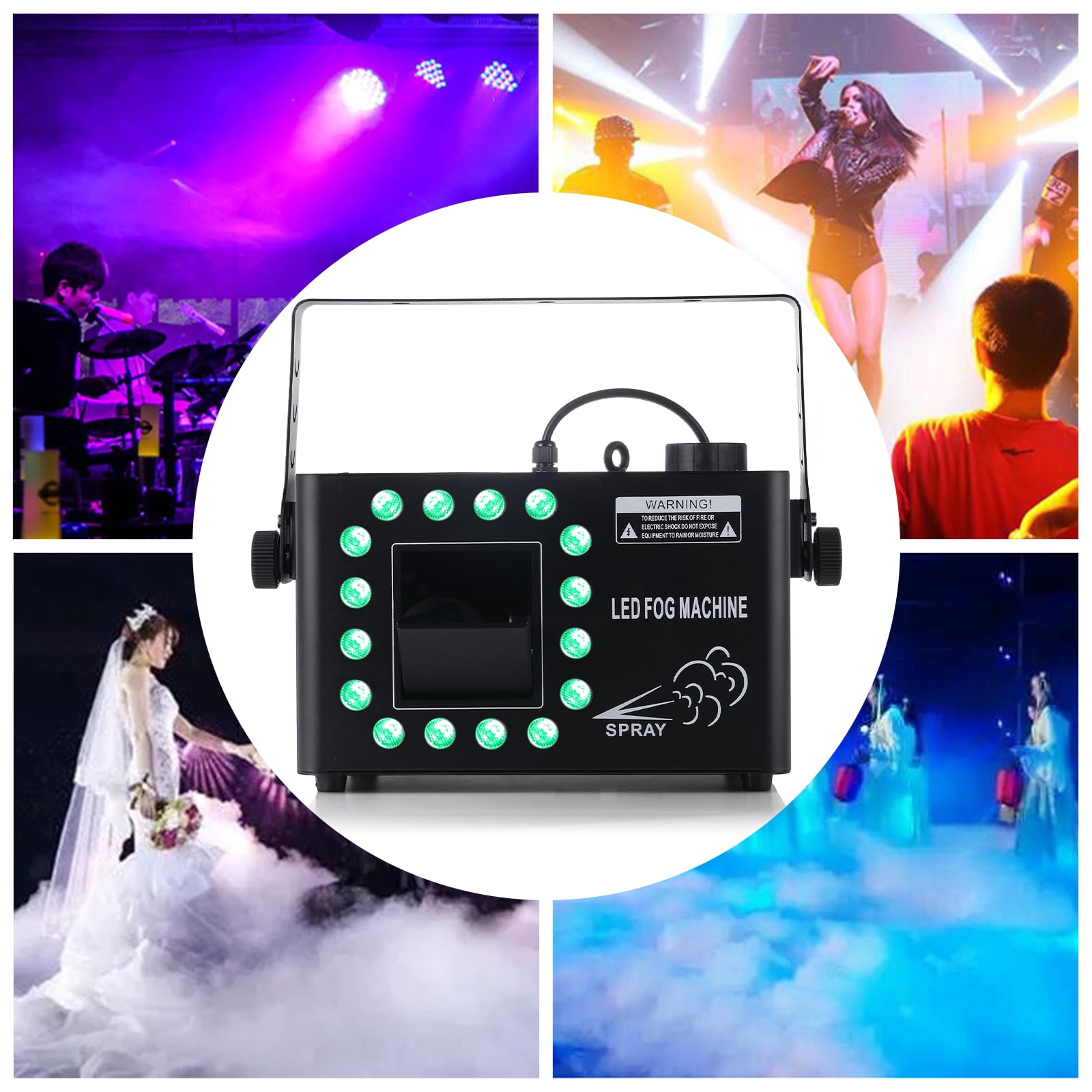 Wildnix High-Output 1500W Fog Machine with 16 LED Lights, 10000cuft/min Fog Production, Remote & DMX512 Control, 1L Oil Tank Capacity