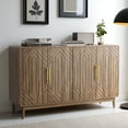 thumbnail image 2 of GZXS Modern 4-Door Buffet Cabinet in Walnut Finish, 55"W Storage Sideboard with Golden Metal Handles, Adjustable Shelves, Solid Wood Legs, for Home, Entryway, Dining Room, 2 of 6