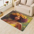 thumbnail image 3 of African American Girl Rug 2x3 Area Rugs Sunflower Rugs for Entryway, Woman Carpet for Bedroom Living Room, Machine Washable Non-Slip Indoor Door Mat, Soft Low Pile Area Rug, Small Decorative Rug, 3 of 7