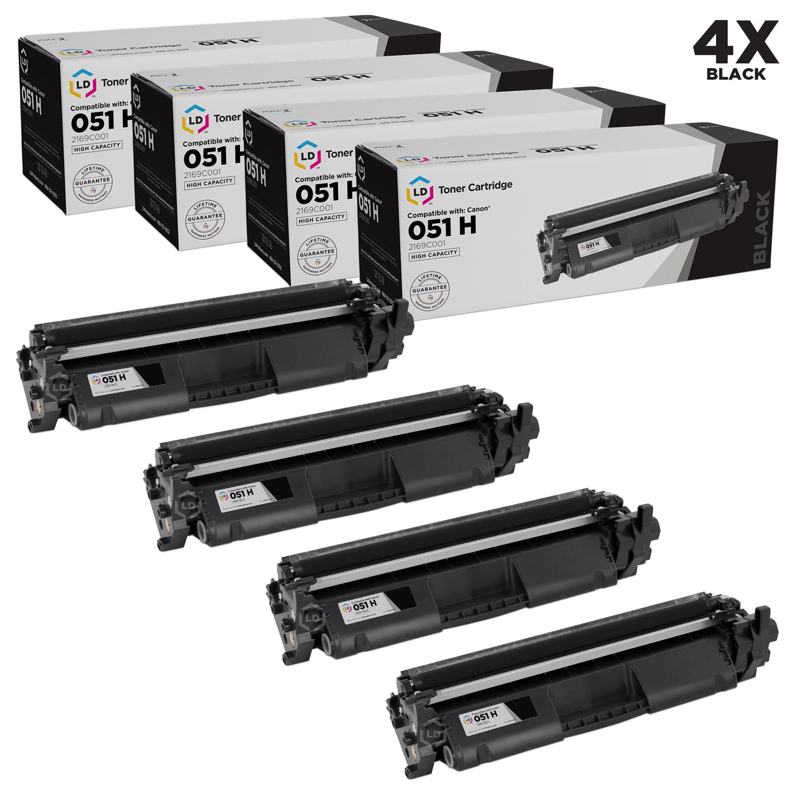Black, 2-Pack LD Compatible Toner Cartridge Replacement for Canon 051H 2169C001 High Capacity