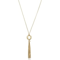 KoolJewelry 14k Yellow Gold Open Circle Tassel Drop Necklace (adjusts to 17" or 18")