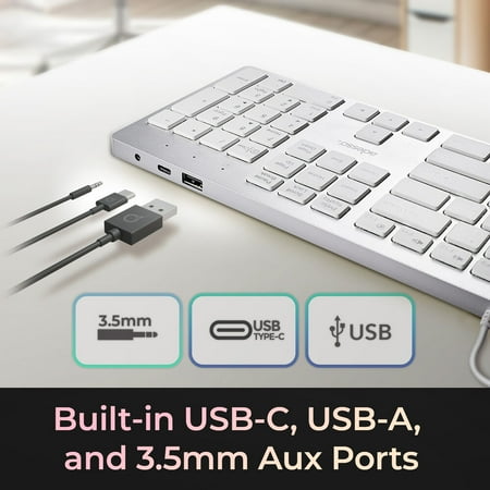 Adesso - Multi-OS Scissor switch Desktop keyboard (White) - White