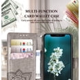 thumbnail image 3 of Funda tipo cartera para iPhone 11, con tapa tipo libro, diseño de mariposa en relieve, de piel sintética, con función atril, ranuras para tarjetas de crédito, correa de muñeca magnética desmontable, 3 of 8