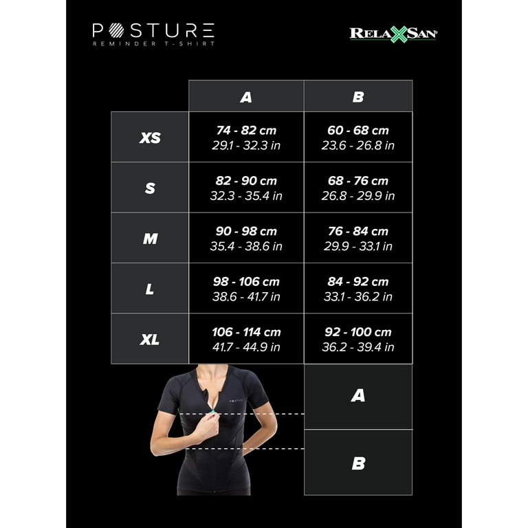 Relaxsan Posture 6070-RP (Black XS) T shirt, Back Straightener