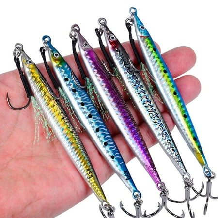 5pcs Metal Jig Lure Casting Spoon Jigging Bass Saltwater Fish Tackle 14g-35g