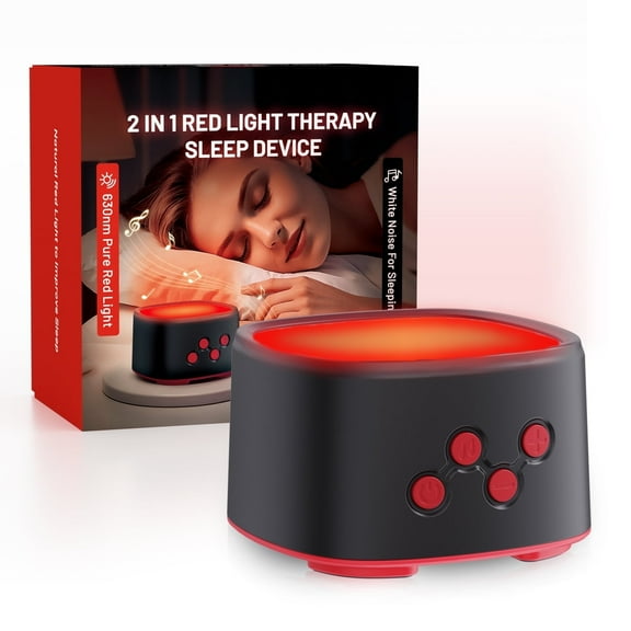 Red Light Therapy Sleep Lamp with White Noise for Enhanced Sleep | Patented 630nm 660nm Pure Red Light for Deep Relaxation & Sleep Aid | Science-Backed Night Light  | Improves Sleep Quality